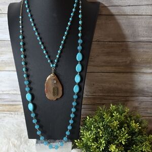 Catherine Stein Beaded HOPE Necklace with BeautifuAgate Pendant